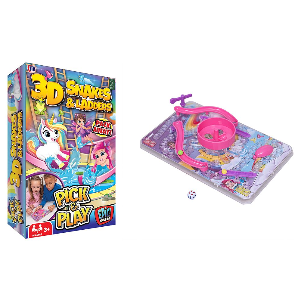 Epic Fun - 3D Snakes & Ladders Pick & Play Board Game