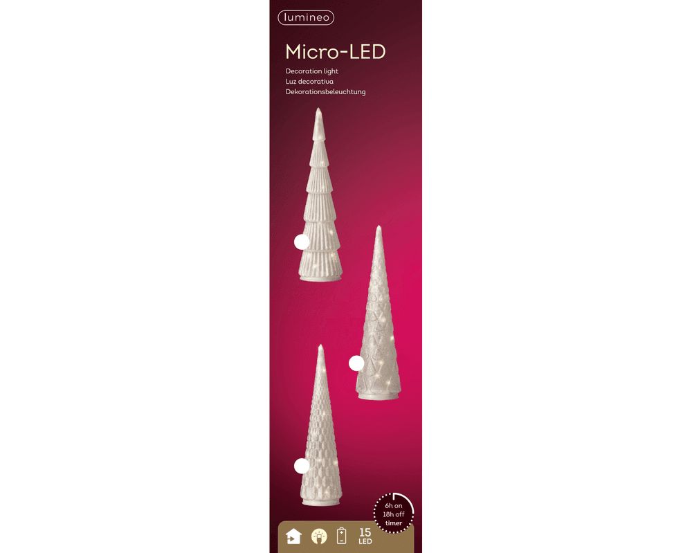 Kaemingk - Steady Micro LED Frost Tree Warm White 35cm 1pc - Design May Vary