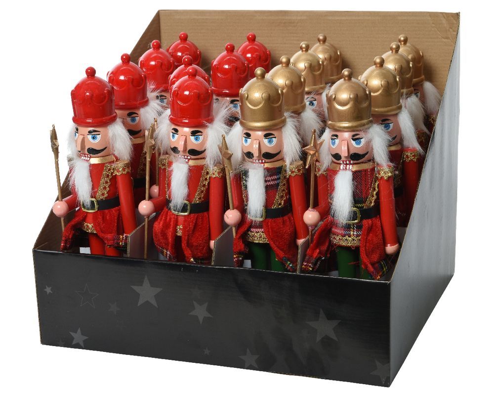 Kaemingk - Classic Nutcracker With Red & Gold Hat 28cm 1pc - Style May Vary