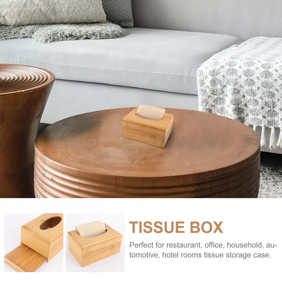 Homesmiths - Honey Bee Bamboo Tissue Holder - Brown