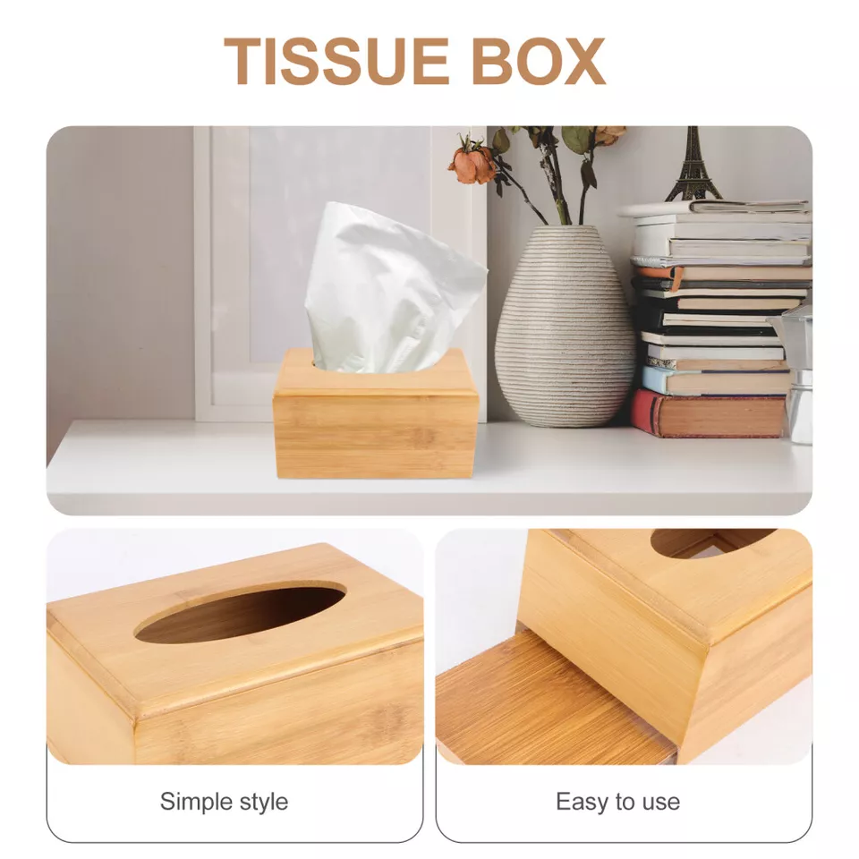 Homesmiths - Honey Bee Bamboo Tissue Holder - Brown