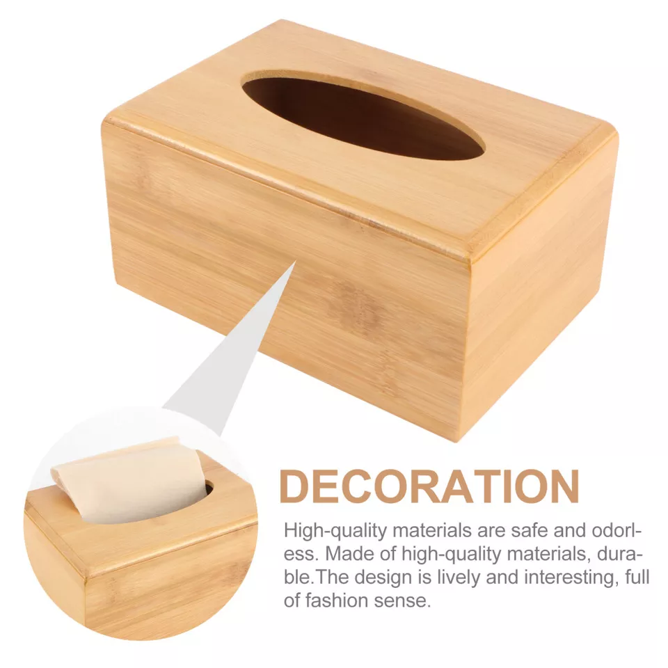 Homesmiths - Honey Bee Bamboo Tissue Holder - Brown