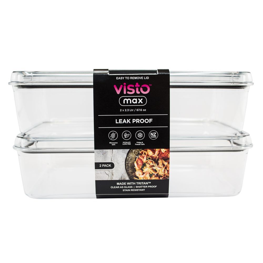 Visto - Max Rectangular Storage Container - 2.3 L - Pack of 2