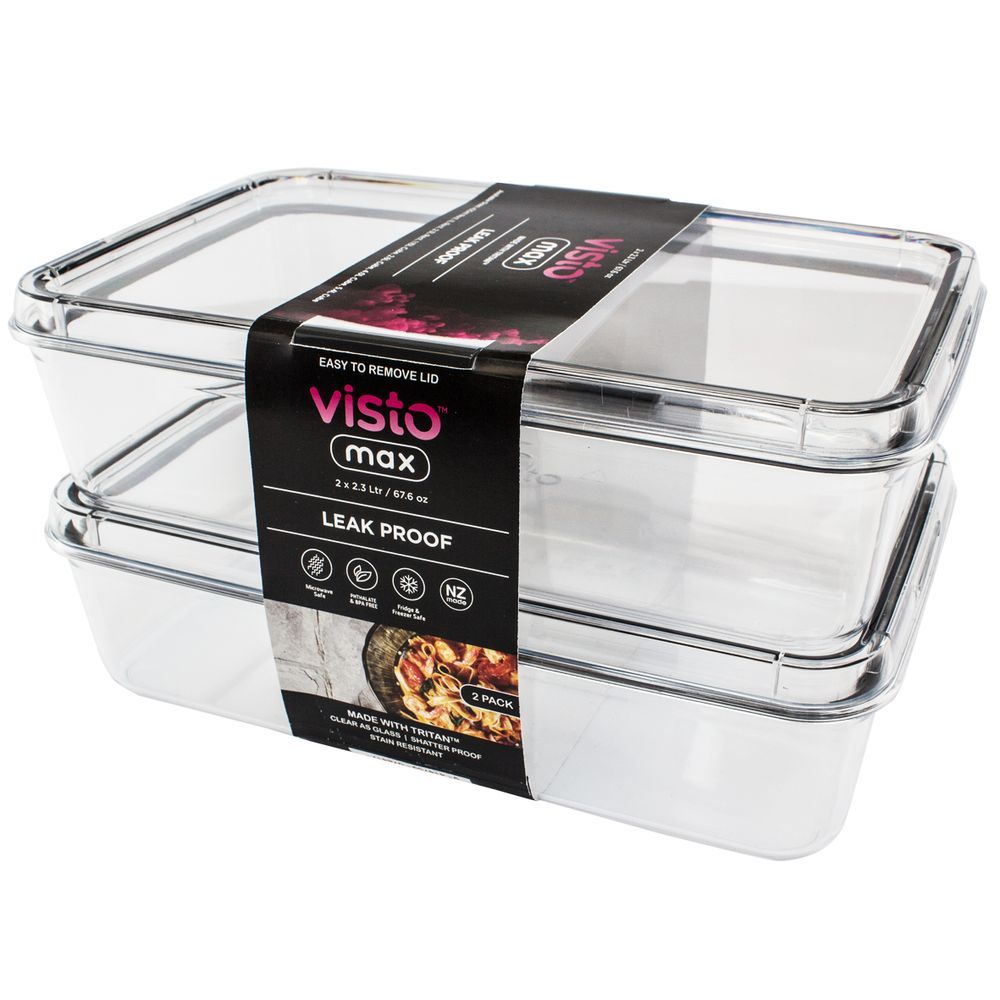 Visto - Max Rectangular Storage Container - 2.3 L - Pack of 2