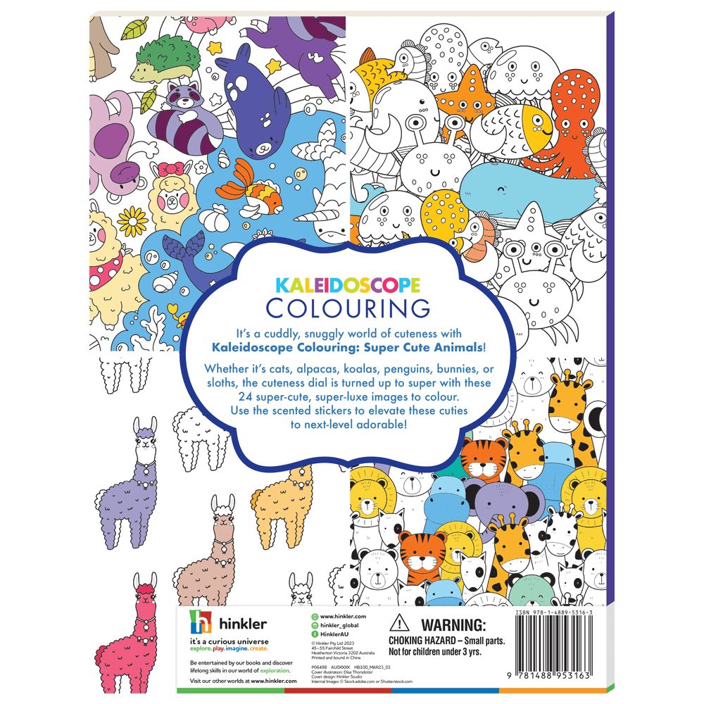 Hinkler - Kaleidoscope Coloring Scented Stickers - Super Cute Animals