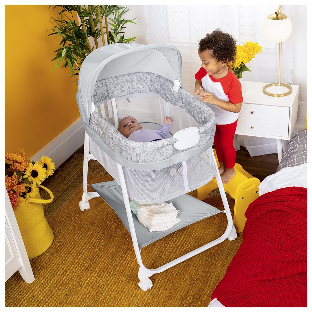 Bright Starts - Winnie The Pooh Slumber Party Soothing Bassinet - Grey