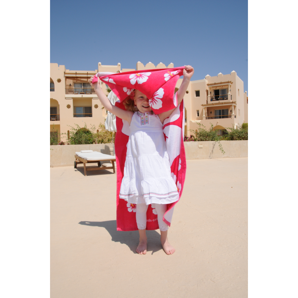 Freds Swim Academy - Velour Beach Hibiscus Design Towel  - Pink