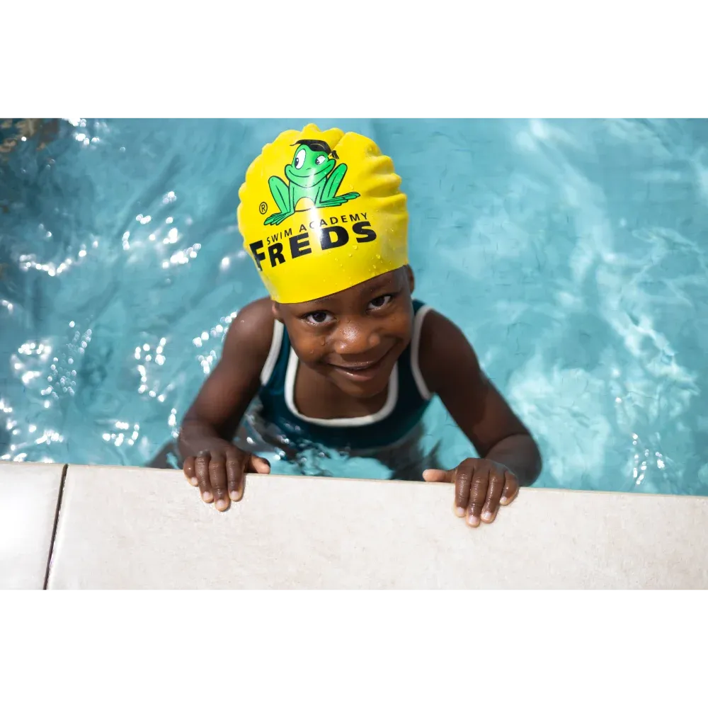 Freds Swim Academy - Kids Swimming Cap - Yellow