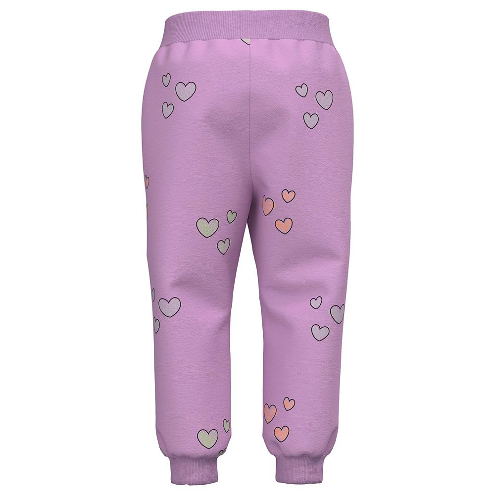 Name It - Heart Print Joggers - Violet Tulle