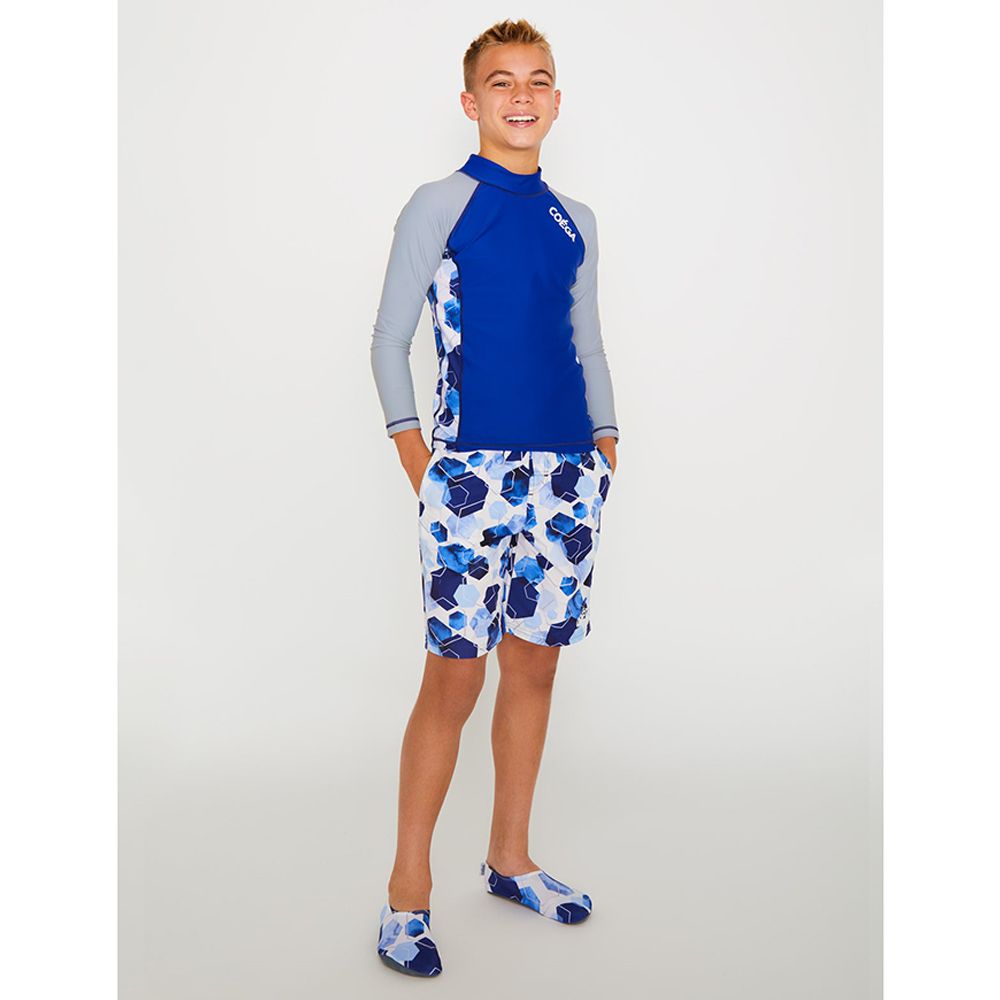 Coega Sunwear - Boys Youth Long Sleeves Rashguard - Navy Watercolor