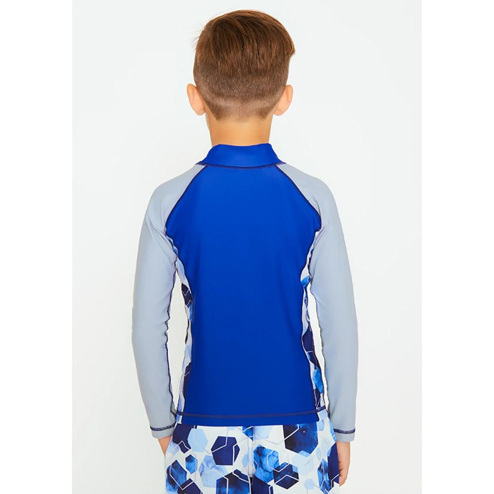 Coega Sunwear - Boys Kids Long Sleeves Rashguard - Navy Watercolor