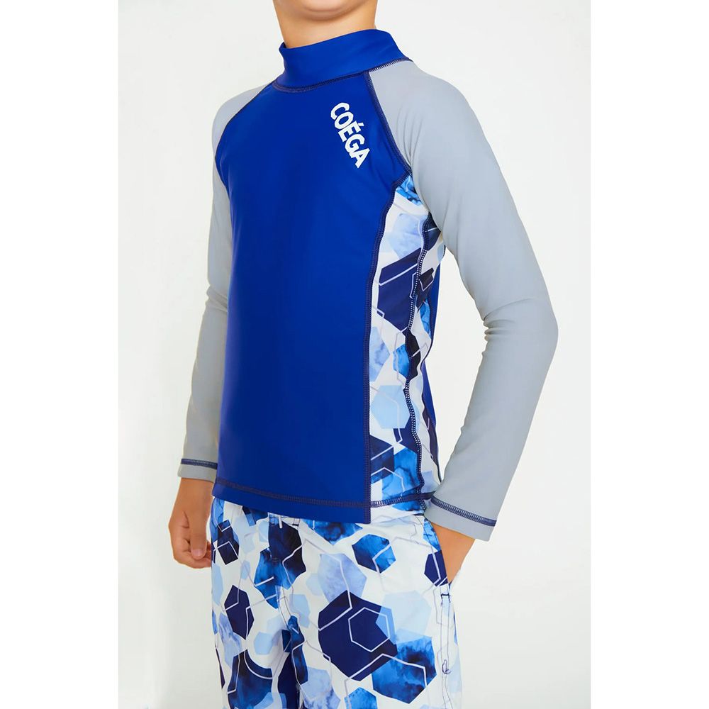 Coega Sunwear - Boys Kids Long Sleeves Rashguard - Navy Watercolor