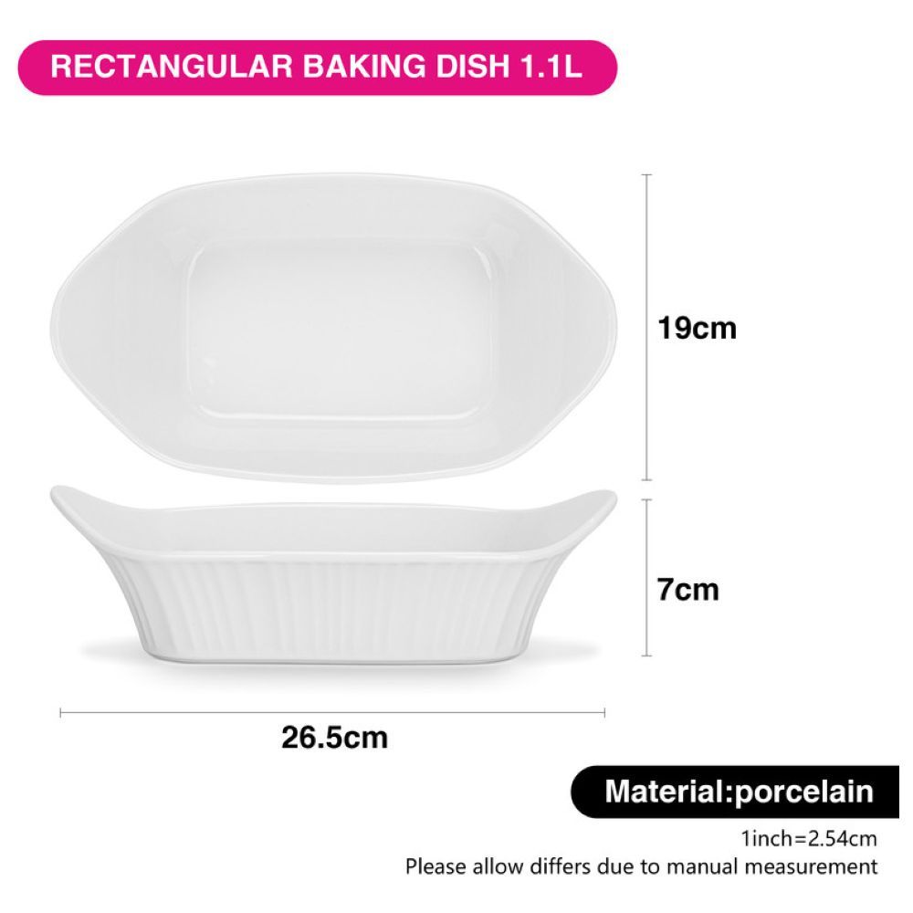 Fissman - Rectangular Baking Dish - White - 1.1 L