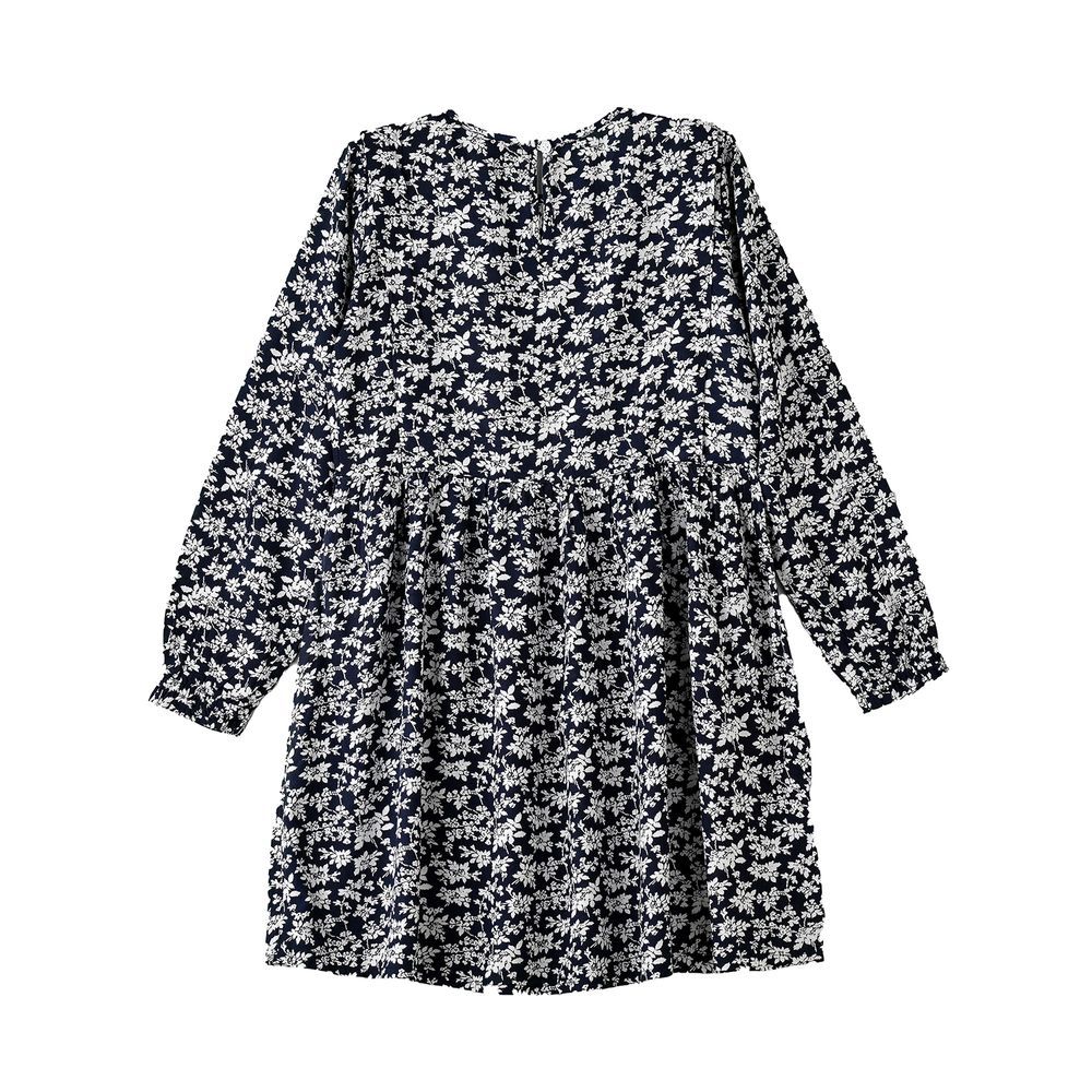 Jelliene - Girls' Floral Long Sleeves Dress - Black