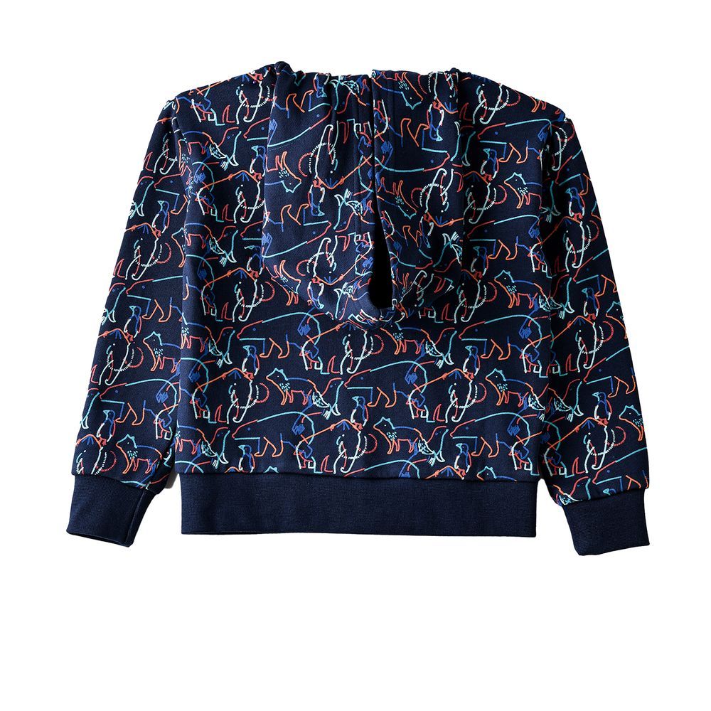 Jam - Boys' Animal Printed Hoodie - Navy Blue