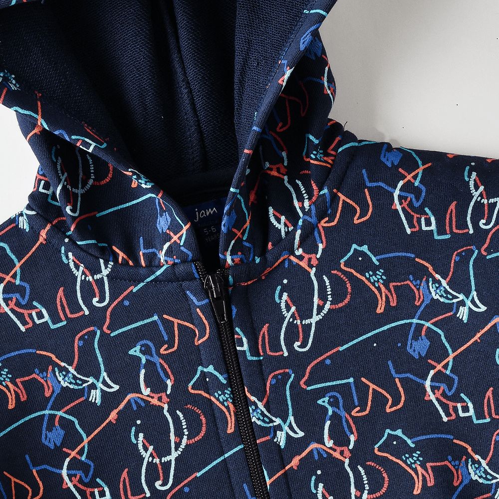 Jam - Boys' Animal Printed Hoodie - Navy Blue