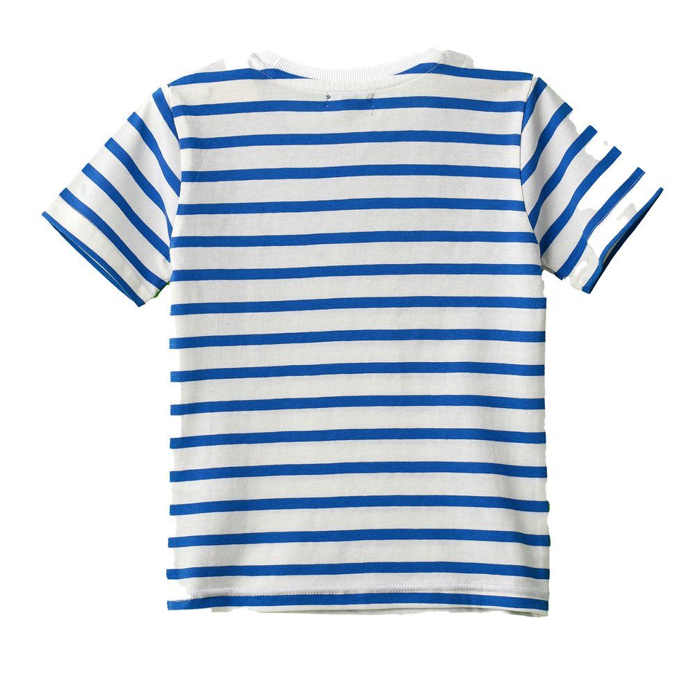 Boys' Classic Blue Striped Cotton T-Shirt