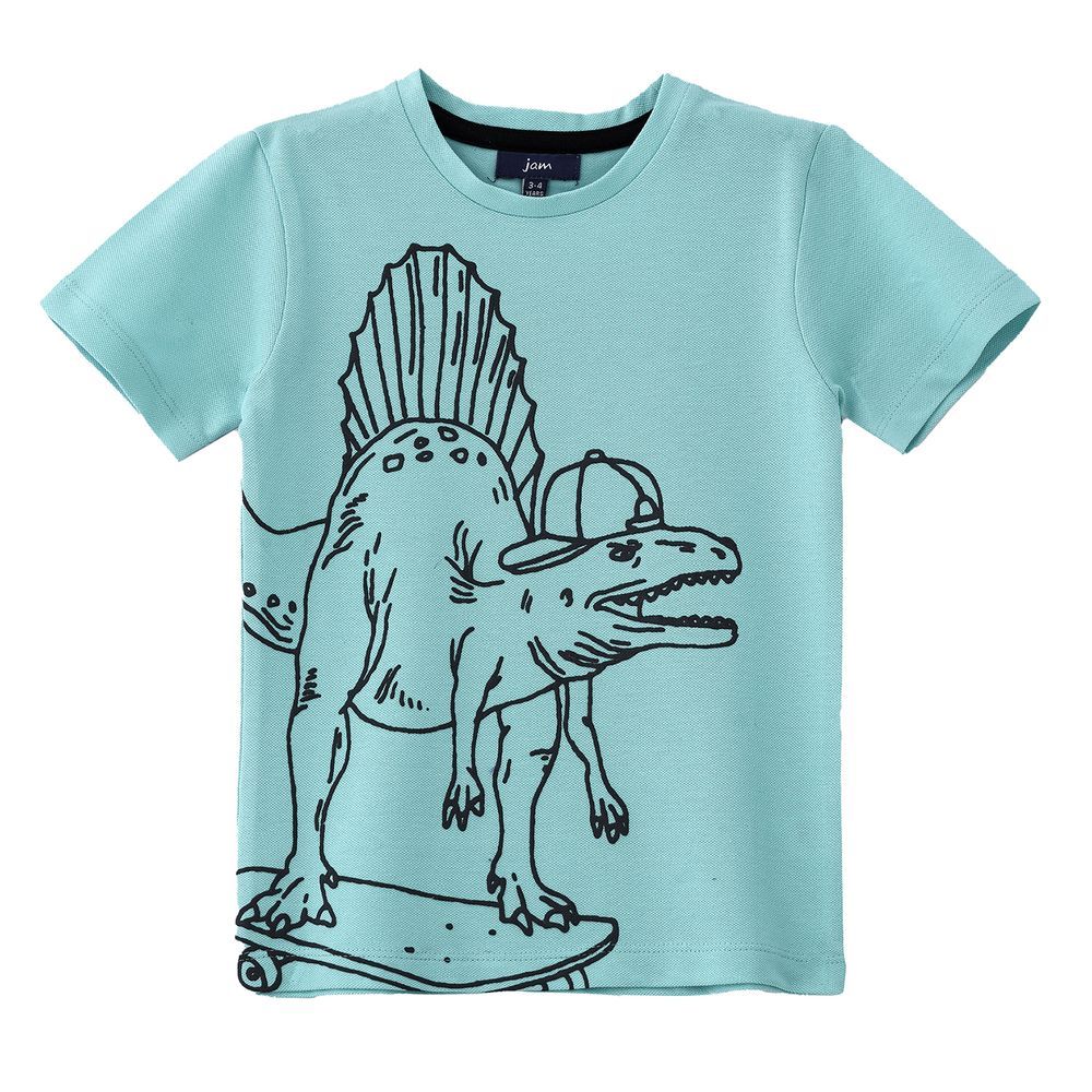 Boys' Mint Green Dinosaur Graphic Cotton T-Shirt