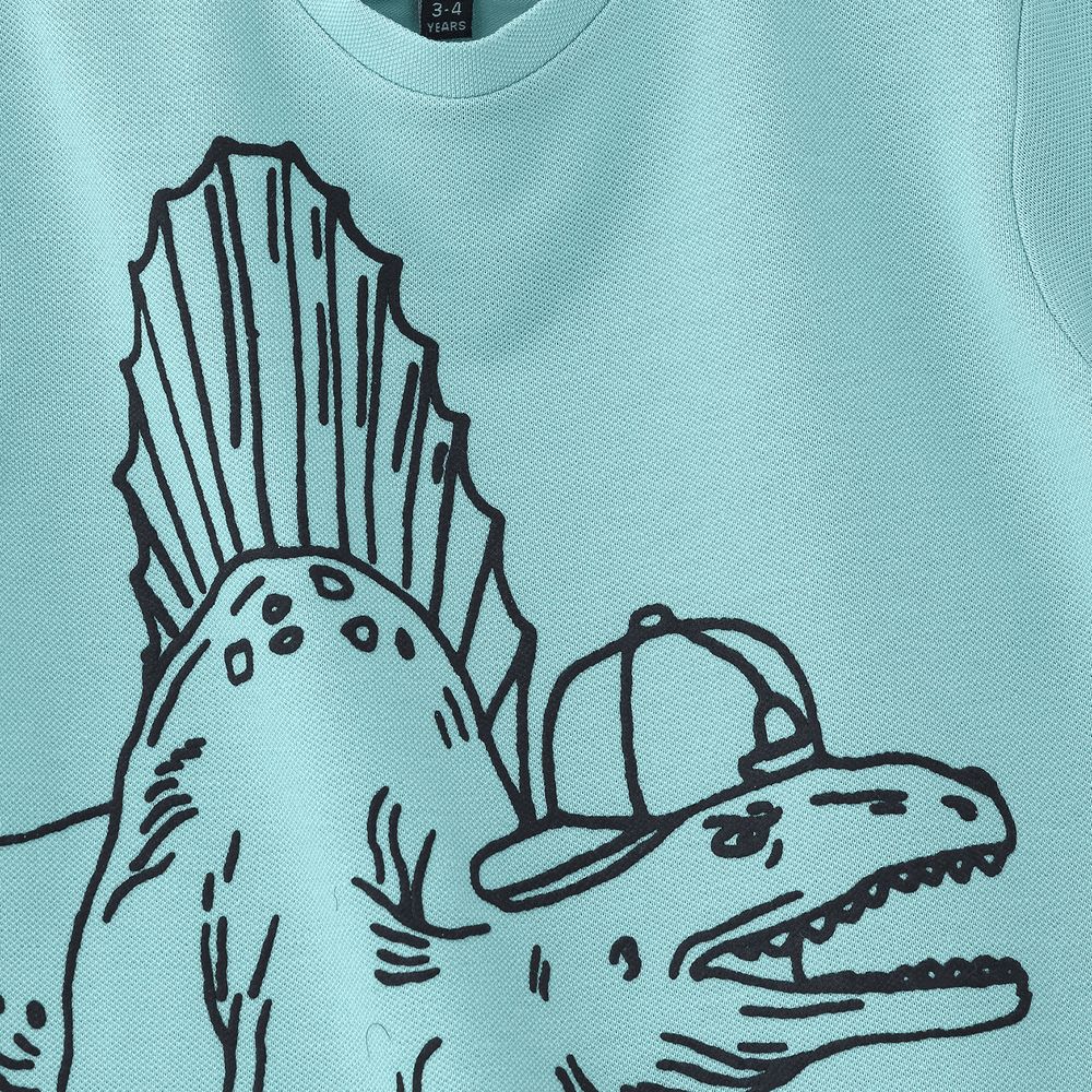 Boys' Mint Green Dinosaur Graphic Cotton T-Shirt