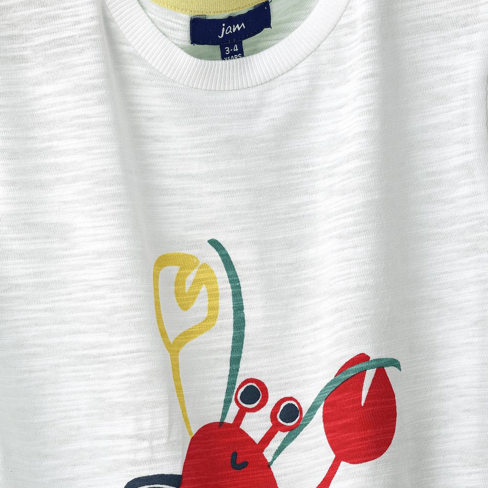 Boys' White Lobster Graphic Cotton T-Shirt