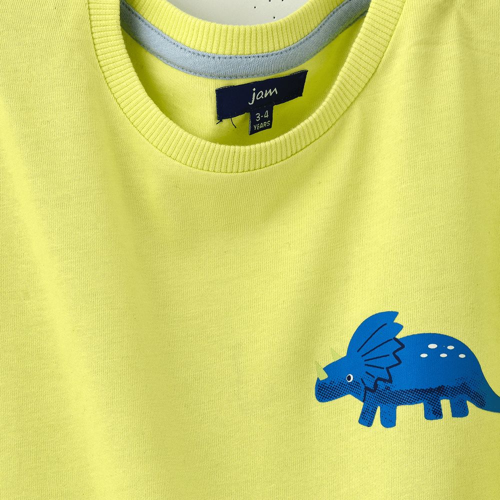 Boys' Lime Green Dinosaur Cotton T-Shirt