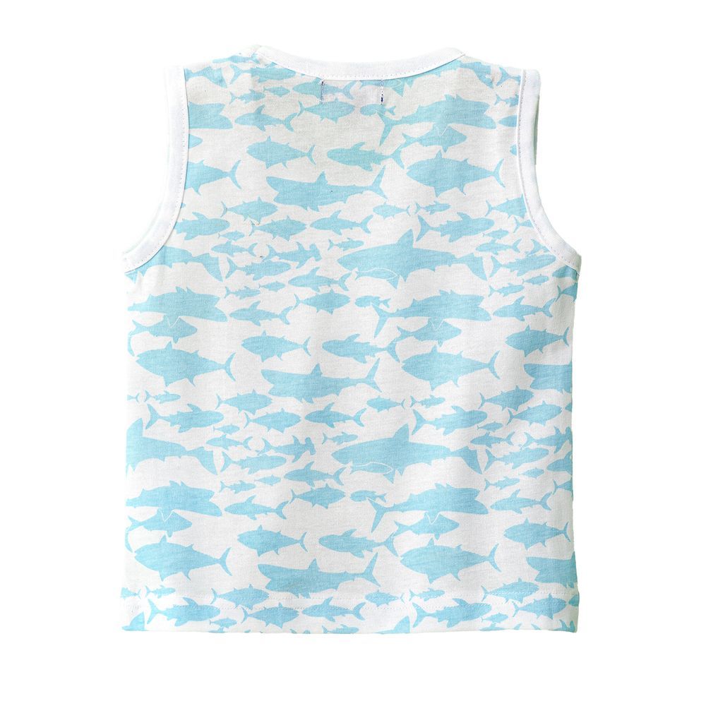 Jam - Boys' Blue Shark Pattern Cotton Tank Top