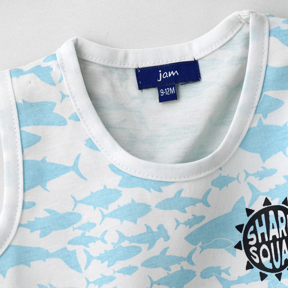 Jam - Boys' Blue Shark Pattern Cotton Tank Top