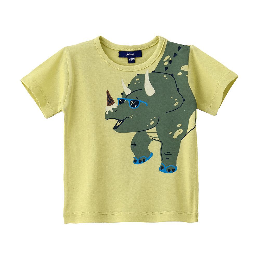 Jam - Boys' Lime Green Dinosaur Graphic Cotton T-shirt