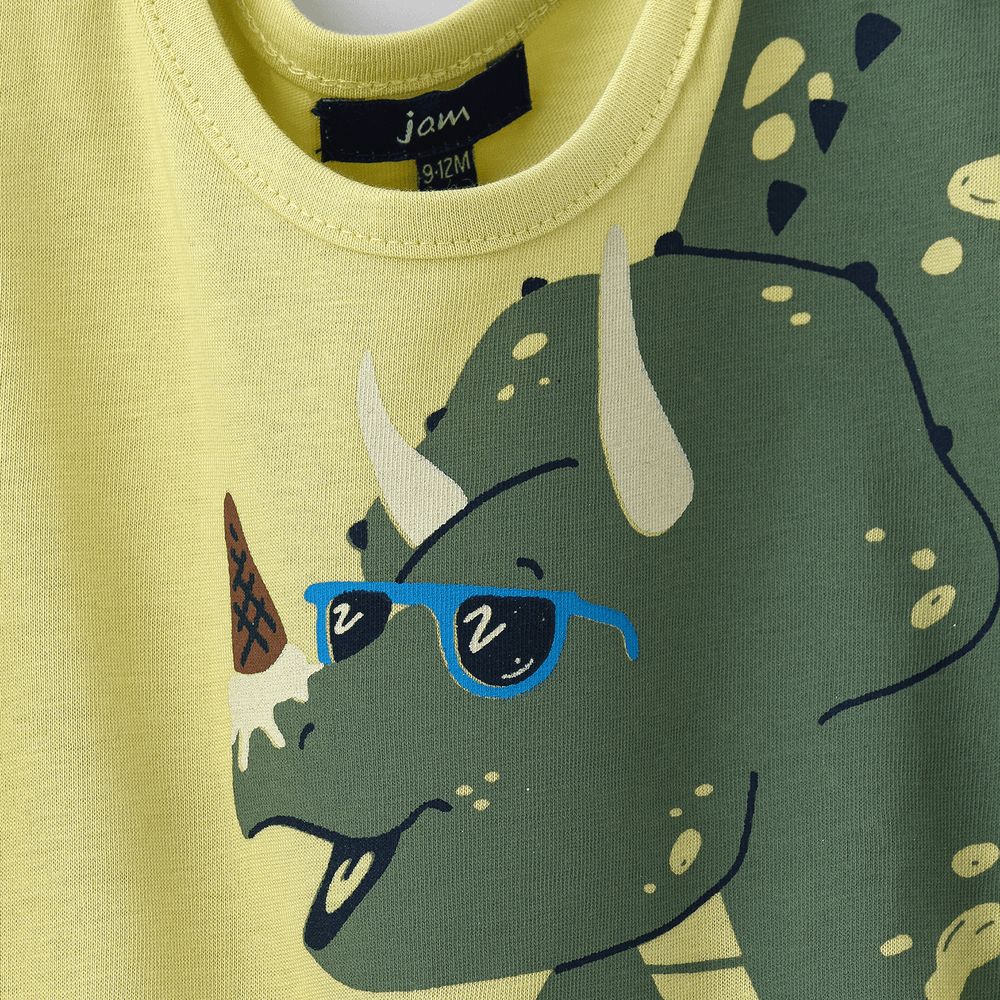 Jam - Boys' Lime Green Dinosaur Graphic Cotton T-shirt