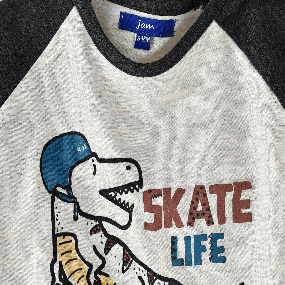 Jam - Boys' 'Skate Life' Dinosaur Graphic Raglan Long-Sleeve Tee