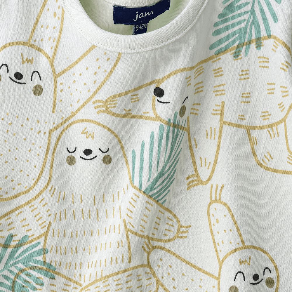 Jam - Boys' White Sloth Pattern Cotton T-shirt