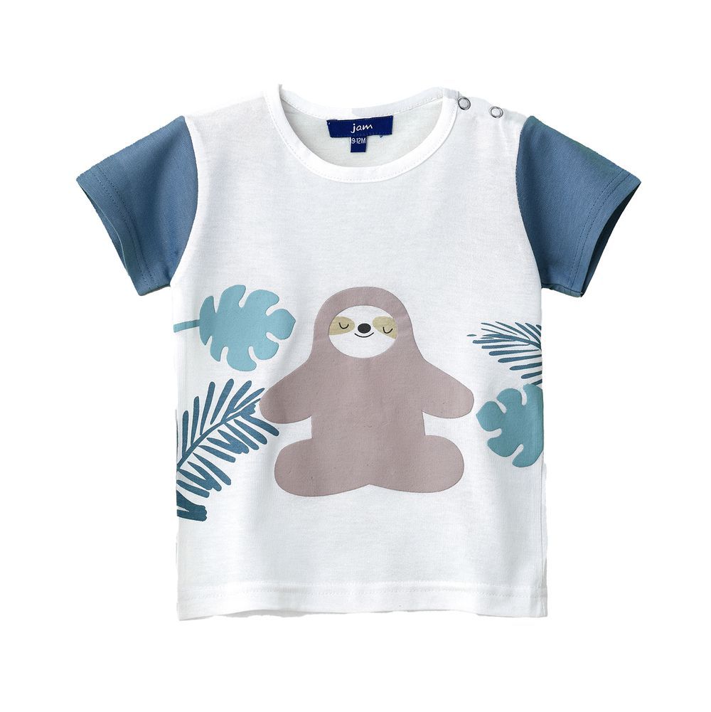 Jam - Boys' White Meditation Sloth Graphic Cotton T-shirt