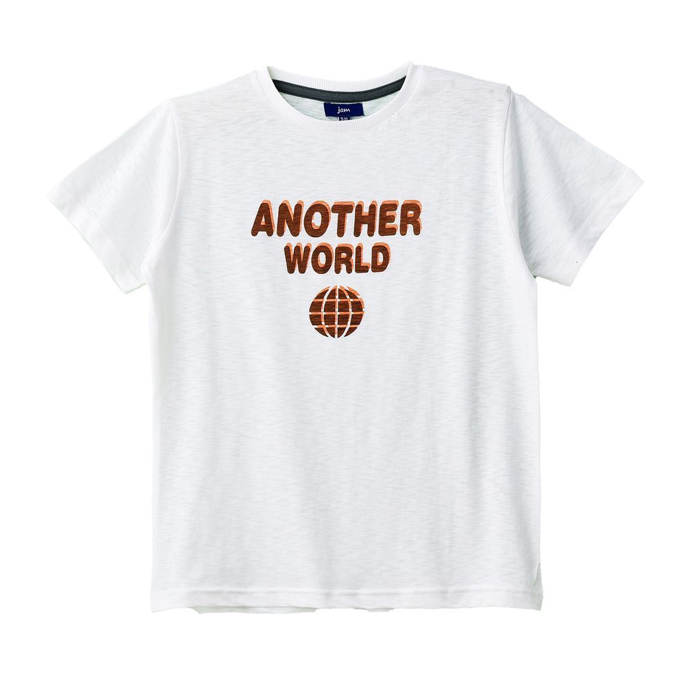 Jam - Another World Graphic Cotton T-shirt For Boys - White