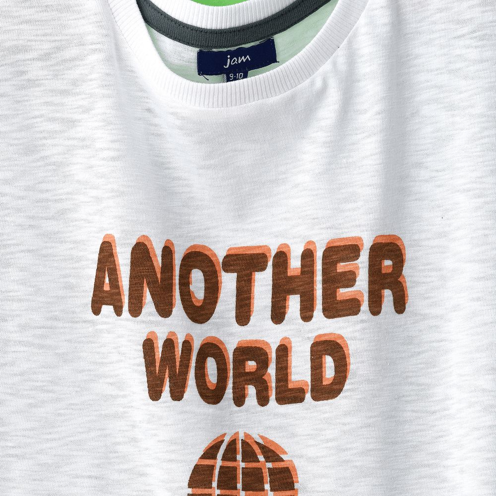 Jam - Another World Graphic Cotton T-shirt For Boys - White