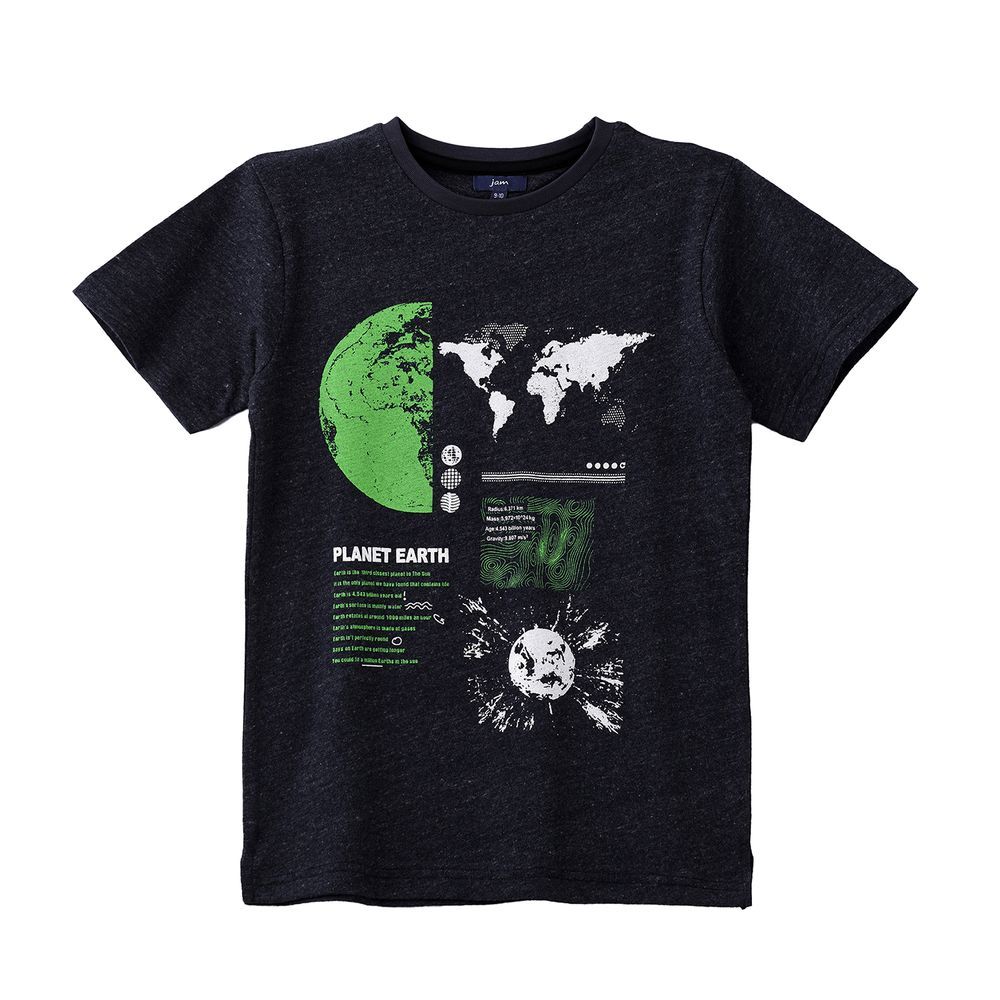 Jam - Eco-friendly planet Earth Graphic T-shirt For Boys - Charcoal