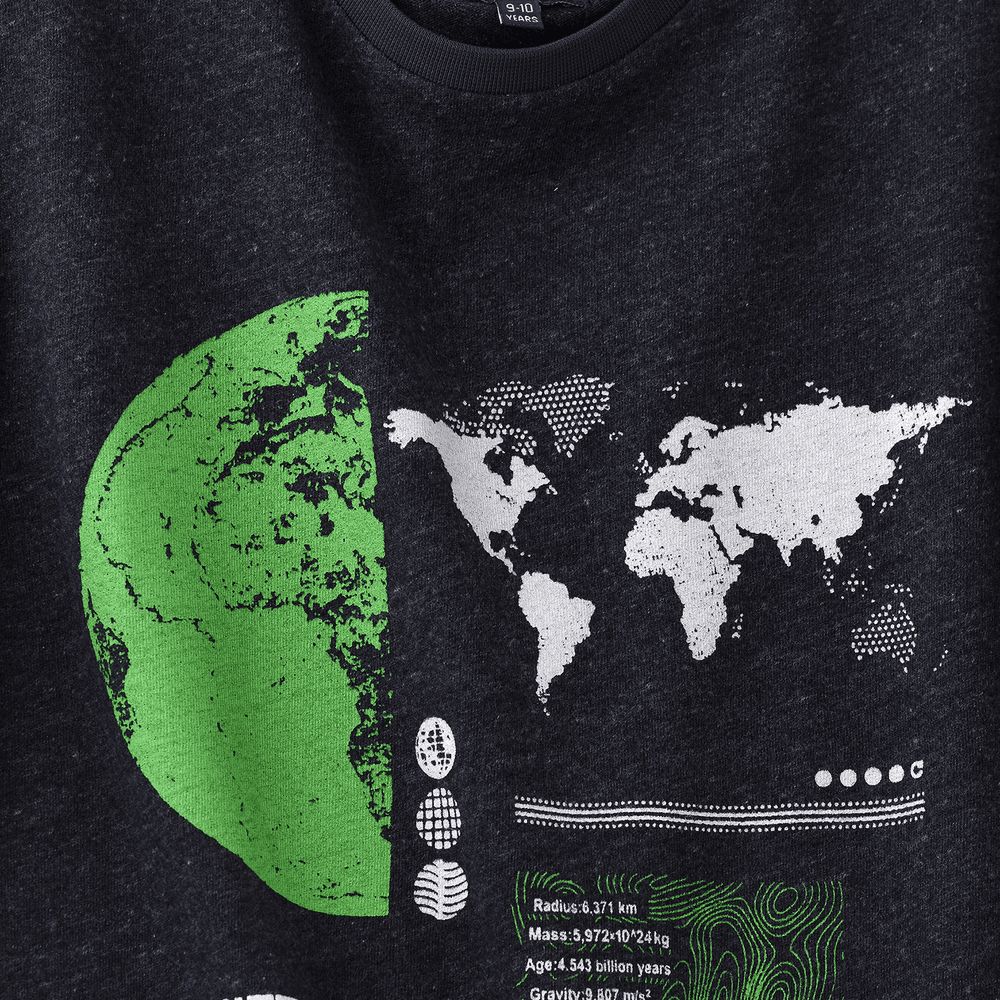 Jam - Eco-friendly planet Earth Graphic T-shirt For Boys - Charcoal