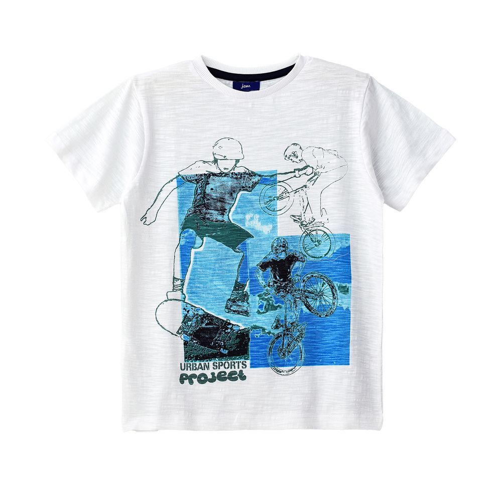 Jam - Urban Sports Project Athletic Graphic T-shirt For Boys - White