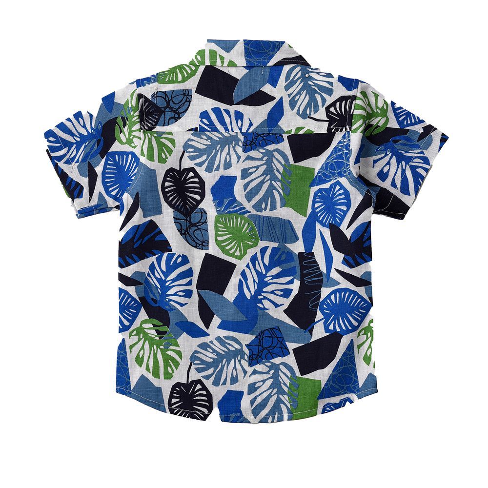 Vibrant Tropical Print Short Sleeve Shirt For Boys