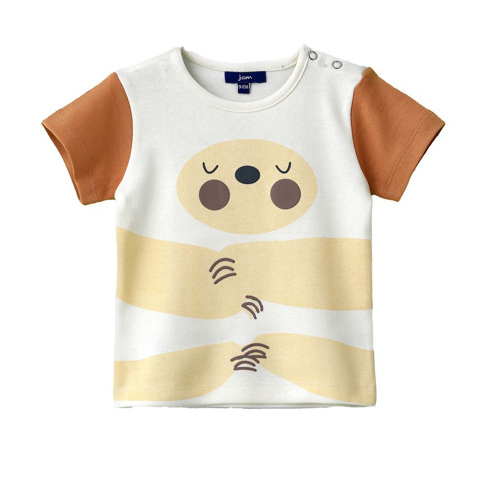 Jam - Adorable Bear Graphic Cotton T-shirt For Boys - Cream