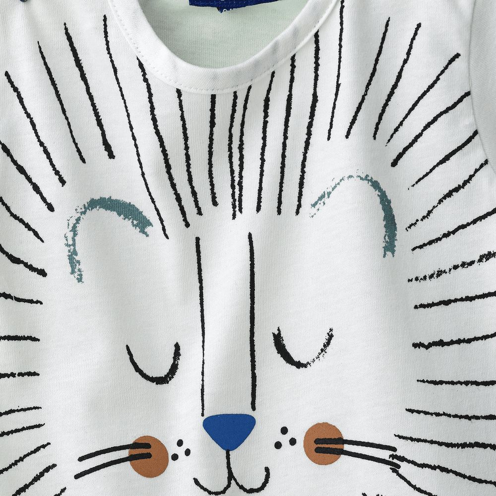 Jam - Serene Lion Face Graphic Cotton T-shirt For Boys - White