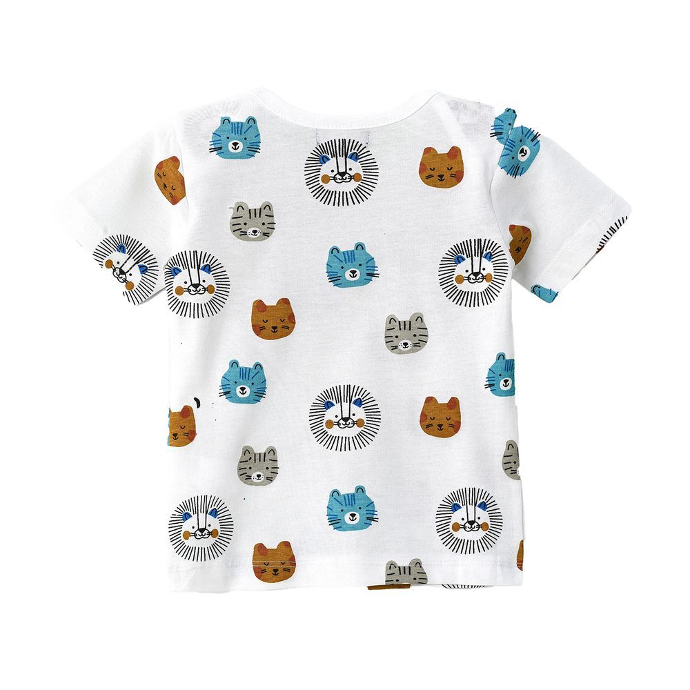 Cute Cubs Faces Pattern Cotton T-Shirt For Boys - White