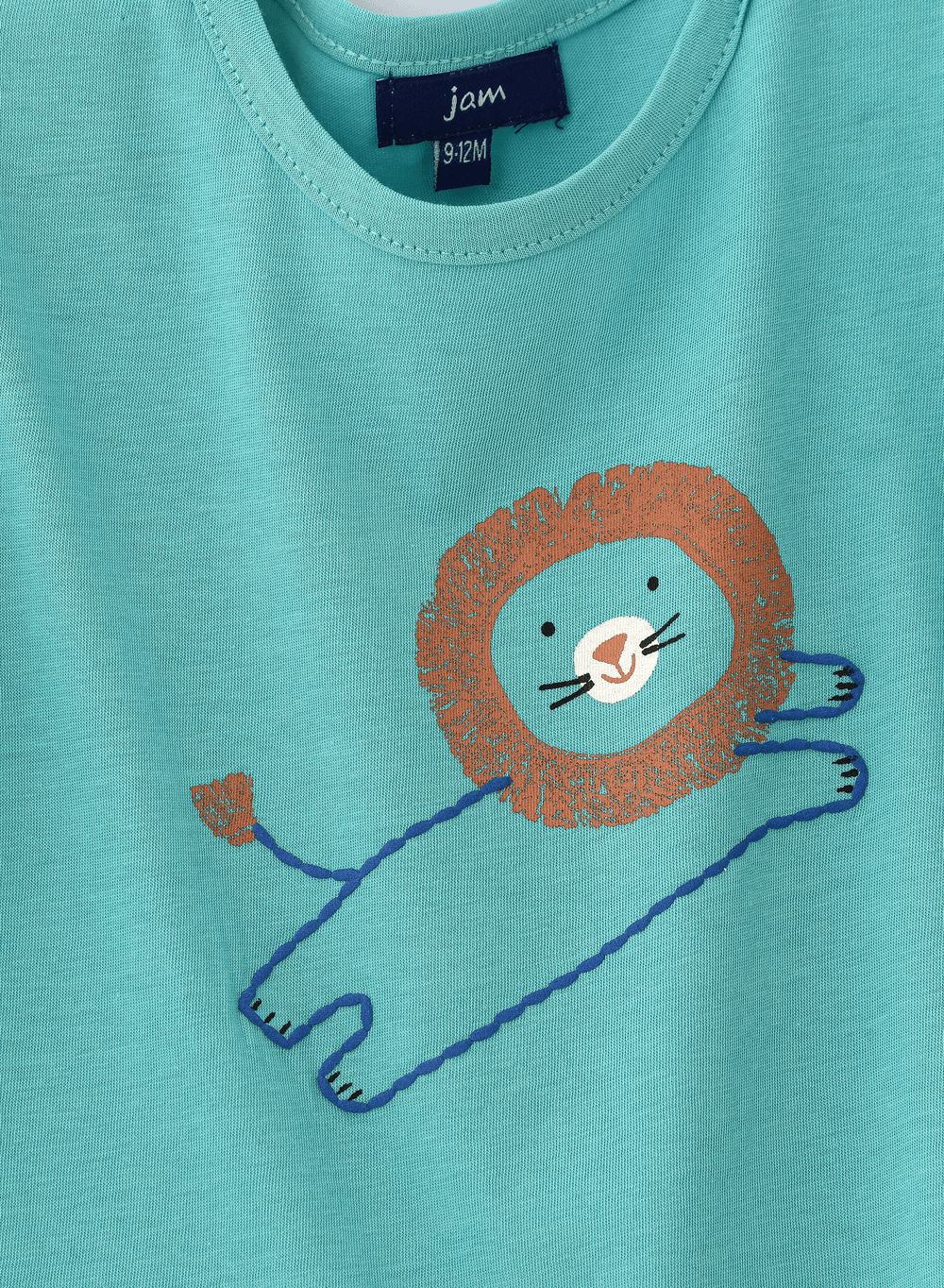 Friendly Lion Graphic Cotton T-Shirt For Boys - Mint