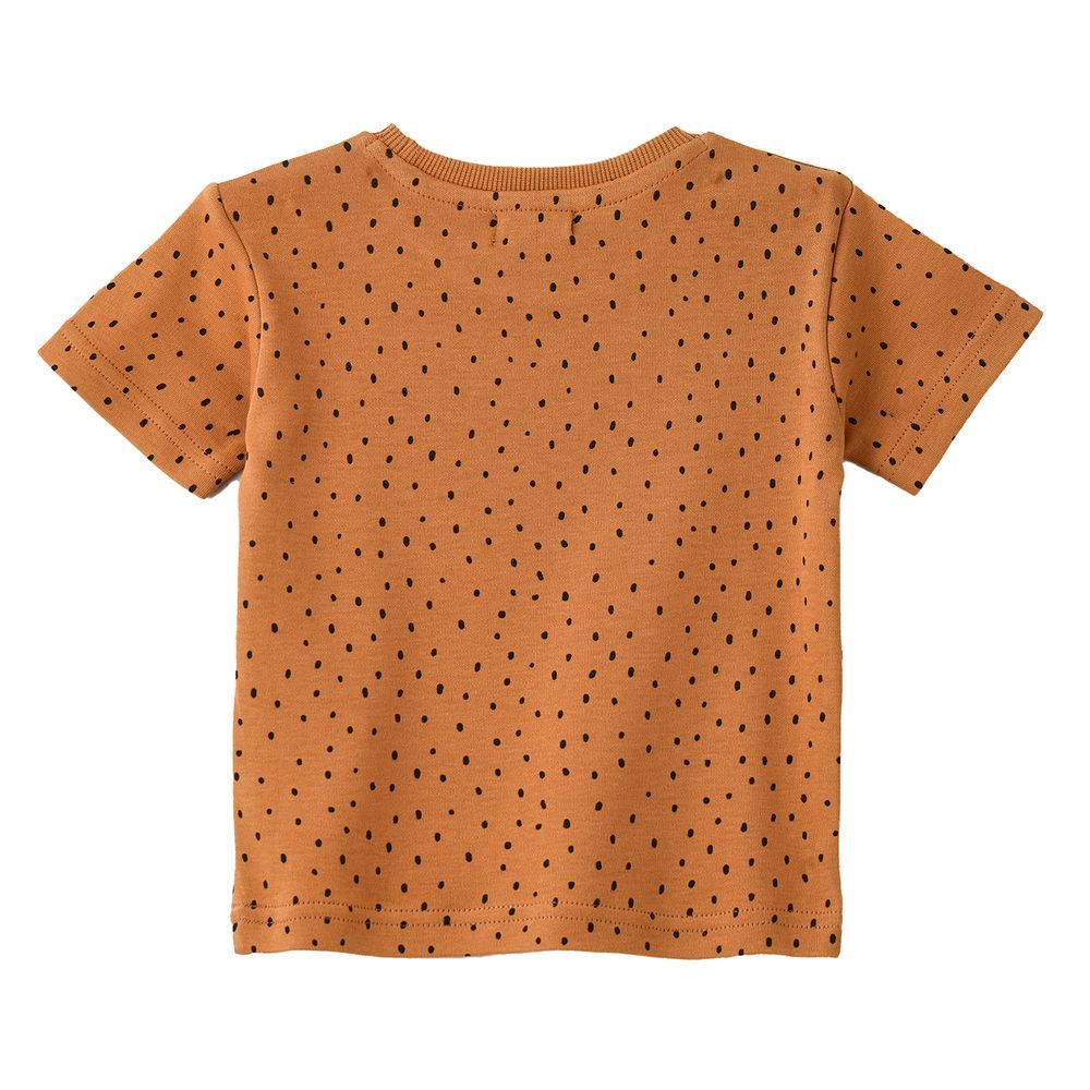 Stylish Dot Pattern Short Sleeve T-Shirt For Boys - Ochre