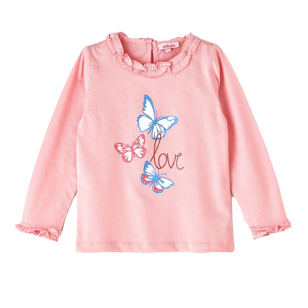 Jelliene - Girls' Butterfly Graphic Print Top