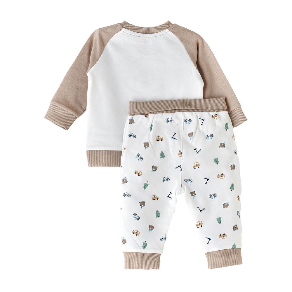 Elegant Kids - Baby Boy 'Busy Growing' Bear Sweatshirt And Jogger Set