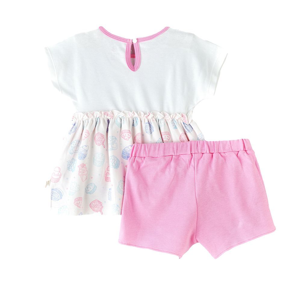 Elegant Kids - Baby Girl White And Pink Dress With Bloomers