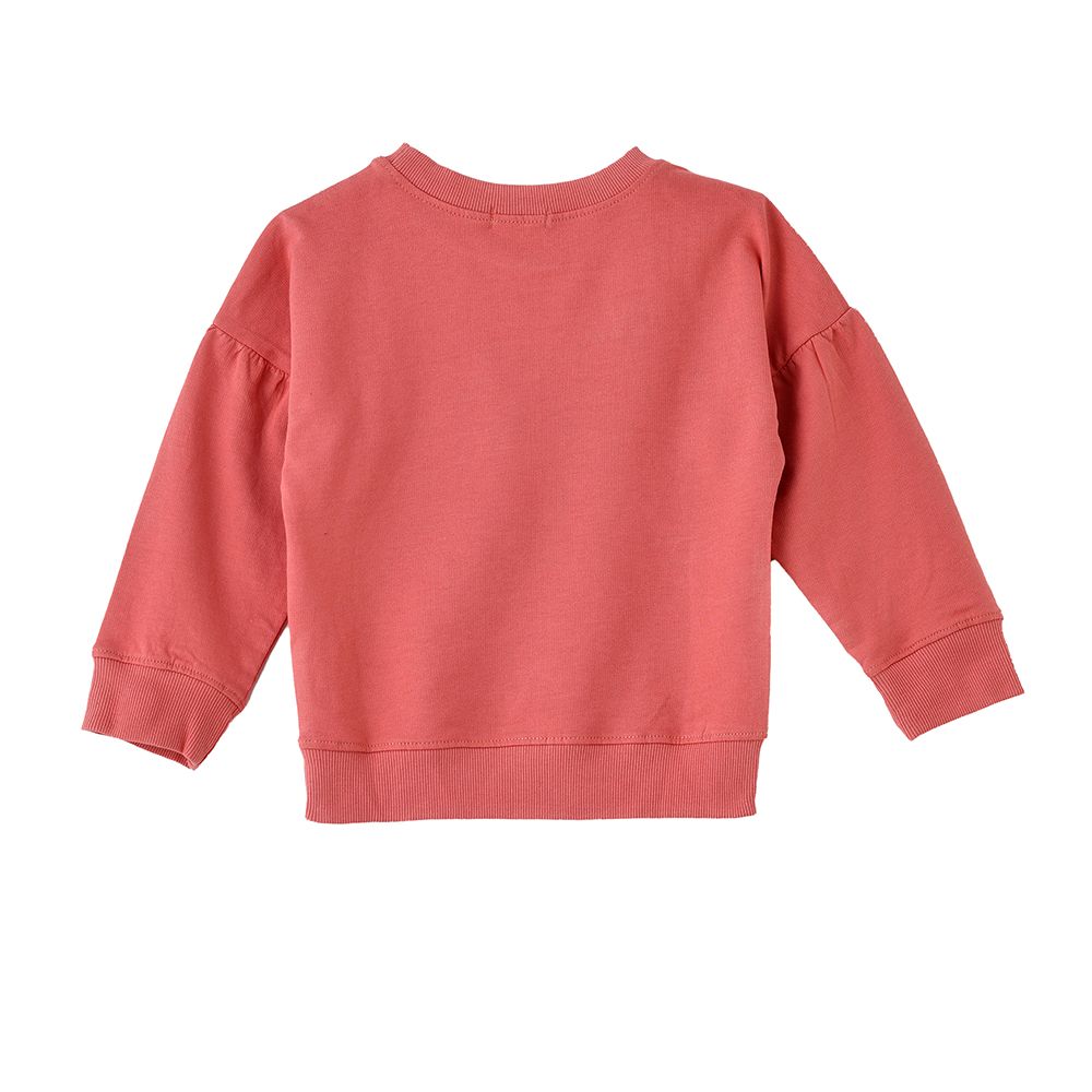 Jelliene - Girls’ Floral Embroidered Sweatshirt - Coral