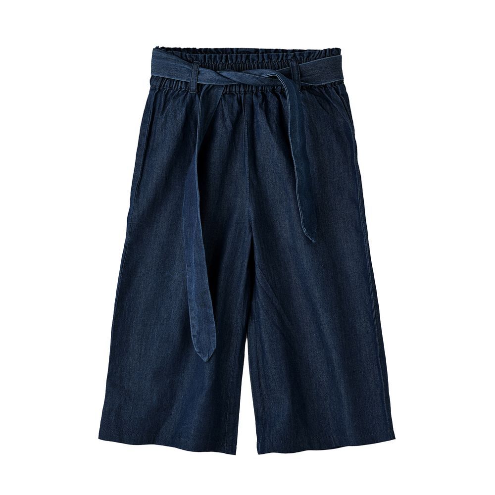 Jelliene - Girls' Denim Culottes With Tie Belt - Blue