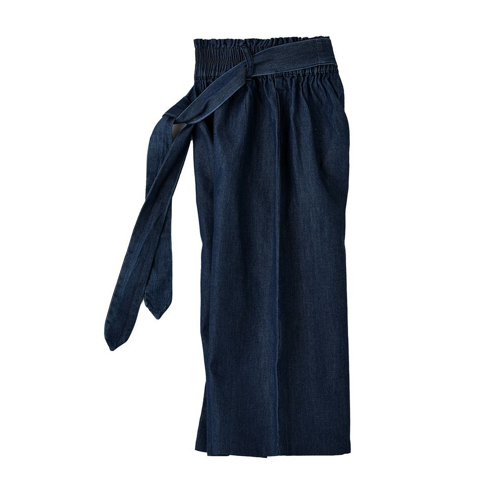 Jelliene - Girls' Denim Culottes With Tie Belt - Blue