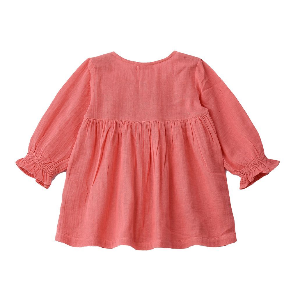 Jelliene - Girls' Cotton Double Layer Dress - Coral